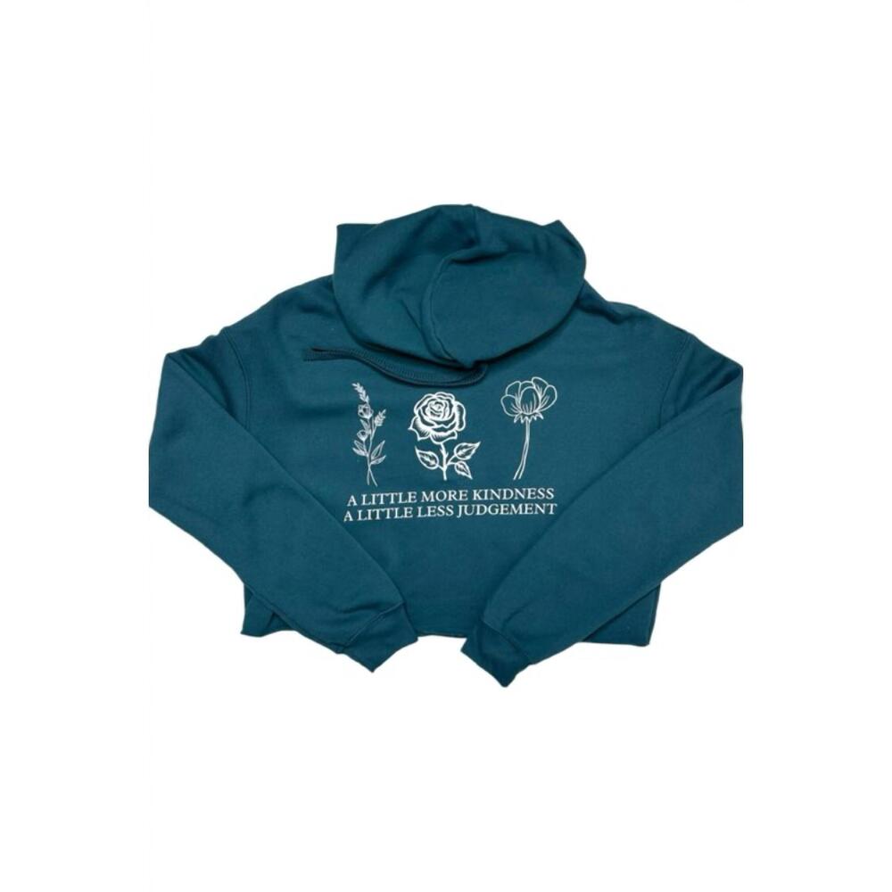 NEW HOT OFF THE PRESS women's kindness crop hoodies in atlantic